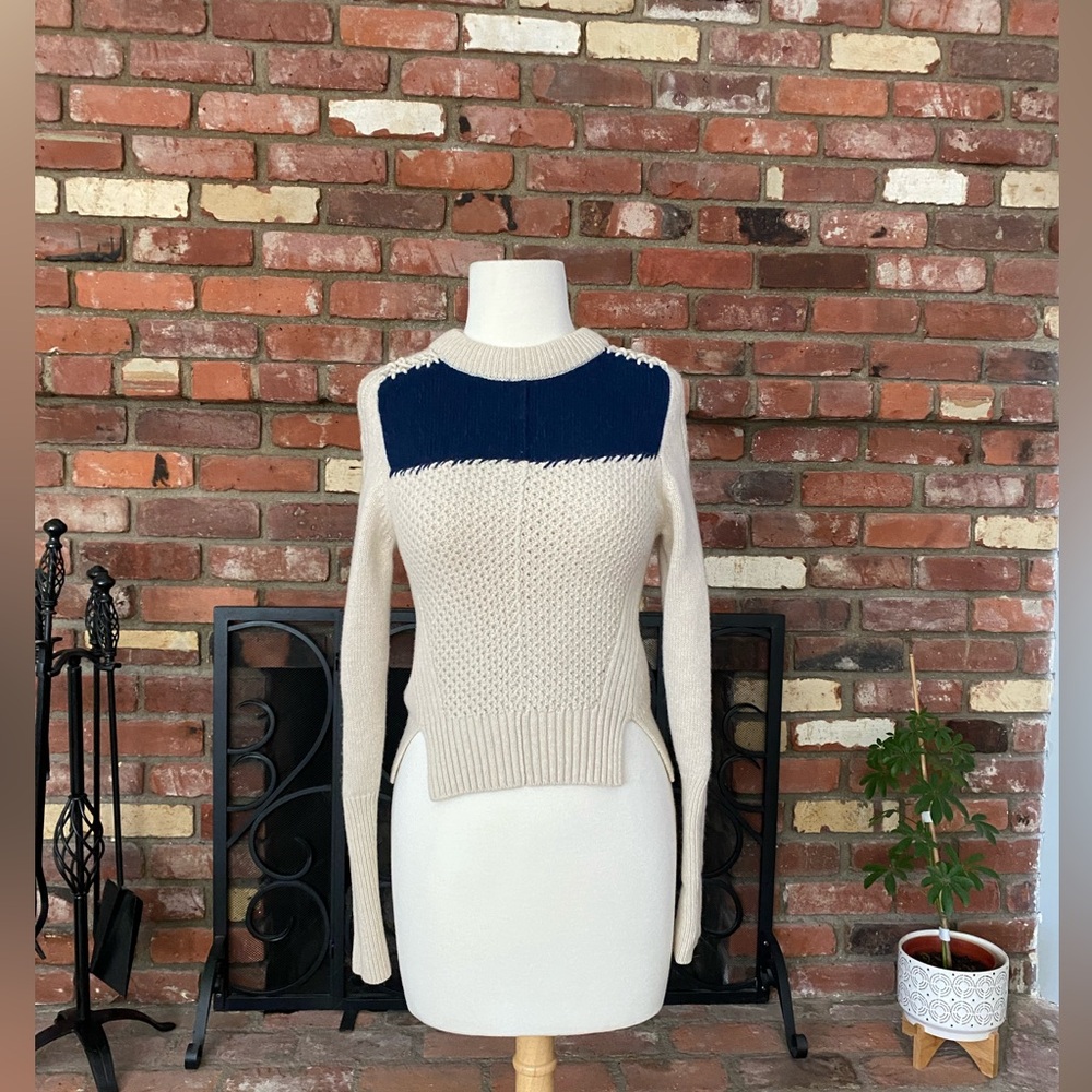 Elegant Cream and Navy Women's Sweater
